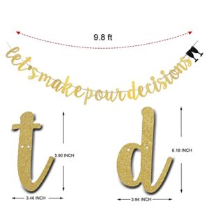 Let's Make Pour Decisions Banner, Girl's Night, Wine Party Banner, Bachelorette Party Decorations, Gold Glitter Bridal Shower Party Supply (Pre-Strung)