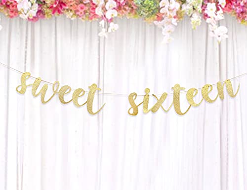 Sweet Sixteen Banner - Sweet 16 Banner，16th Birthday Banner，happy 16th Birthday Banner，sweet 16 Birthday Banner，16th Happy Birthday Anniversary Party Decorations