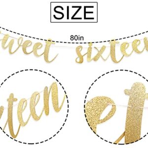 Sweet Sixteen Banner - Sweet 16 Banner，16th Birthday Banner，happy 16th Birthday Banner，sweet 16 Birthday Banner，16th Happy Birthday Anniversary Party Decorations