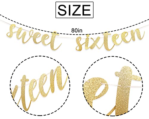 Sweet Sixteen Banner - Sweet 16 Banner，16th Birthday Banner，happy 16th Birthday Banner，sweet 16 Birthday Banner，16th Happy Birthday Anniversary Party Decorations