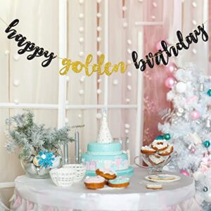 Halodete Happy Golden Birthday Banner, Happy 30th 40th 50th 60th Birthday Banner, Happy Birthday Party Decorations - Black Gold Glitter