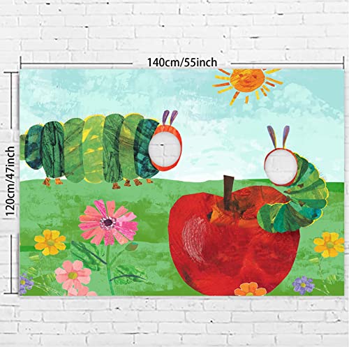 Cartoon Very Hungry Little Green Caterpillar Decorations Pretend Play Party Game Banner Insects Theme Decor for 1st Birthday Party Baby Shower Photo Booth Props Backdrop Background Supplies Favors