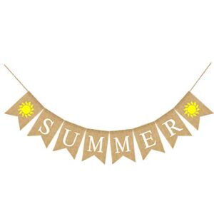 rainlemon jute burlap summer banner summer party mantel fireplace decoration (sun)