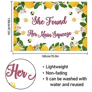 She Found Her Main Squeeze Backdrop Banner Decor White – Wedding Engagement Party Lemon Theme Decorations Bridal Shower for Women Supplies