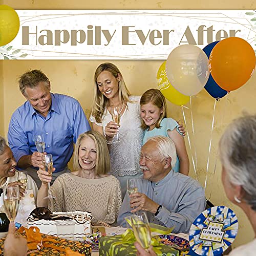 Happily Ever After Large Banner, Princess Theme Wedding Banner, Wedding Anniversary Party Decorations Supplies, Indoor Outdoor Backdrop 8.9 x 1.6 Feet