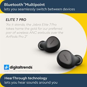 Jabra Elite 7 Pro in Ear Bluetooth Earbuds - Adjustable Active Noise Cancellation True Wireless Buds in a Compact Design MultiSensor Voice Technology for Clear Calls - Titanium Black