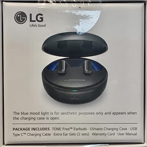 LG TONE Free FP8 - Enhanced Active Noise Cancelling True Wireless Bluetooth Earbuds with Meridian Sound, UVnano Kills 99.9% of Bacteria on Speaker Mesh*, Wireless Charging Case, 3 Mics