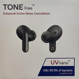 LG TONE Free FP8 - Enhanced Active Noise Cancelling True Wireless Bluetooth Earbuds with Meridian Sound, UVnano Kills 99.9% of Bacteria on Speaker Mesh*, Wireless Charging Case, 3 Mics