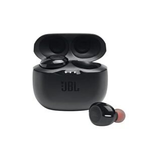 jbl tune 125tws true wireless in-ear headphones – pure bass sound, 32h battery, bluetooth, fast pair, comfortable, wireless calls, music, native voice assistant (black), small