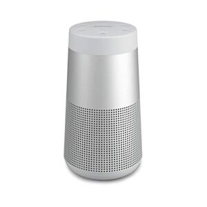 Bose SoundLink Revolve (Series II) Portable Bluetooth Speaker – Wireless Water-Resistant Speaker with 360° Sound, Silver & SoundLink Revolve Charging Cradle Black