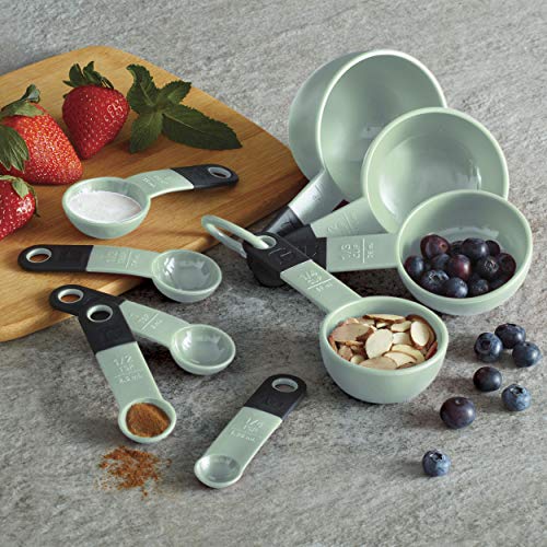 KitchenAid Classic Measuring Cups and Spoons Set, Set of 9, Pistachio/Black