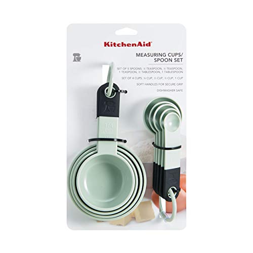 KitchenAid Classic Measuring Cups and Spoons Set, Set of 9, Pistachio/Black