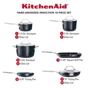 KitchenAid Hard Anodized Induction Nonstick Cookware Pots and Pans Set, 10 Piece, Matte Black