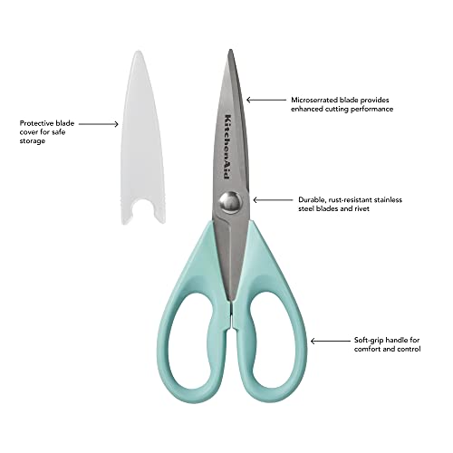 KitchenAid All Purpose Shears with Protective Sheath, 8.72-Inch, Aqua Sky