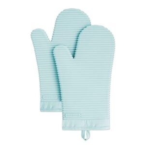 kitchenaid ribbed soft silicone oven mitt set, mineral water 2 count