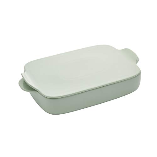 KitchenAid Vitrified Stoneware Rectangular Baker with Lid/Trivet, 4.5-Quart, Pistachio