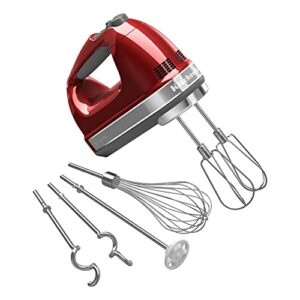 kitchenaid 9-speed digital hand mixer with turbo beater ii accessories and pro whisk – candy apple red