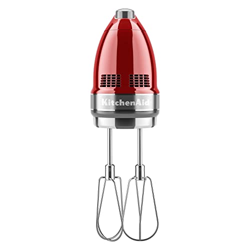 KitchenAid 9-Speed Digital Hand Mixer with Turbo Beater II Accessories and Pro Whisk - Candy Apple Red