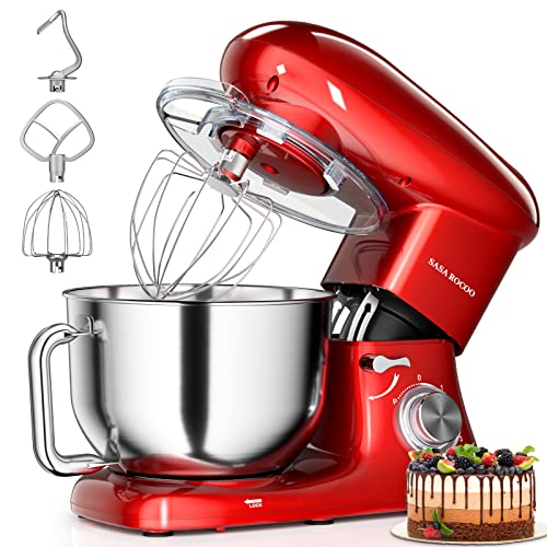 SASA ROCOO Stand Mixer, 7.5QT 660W 6+P Speed Tilt-Head Food Mixer, Kitchen Electric Mixer with Stainless Steel Bowl,Whisk,Dough Hook and Beater (black)