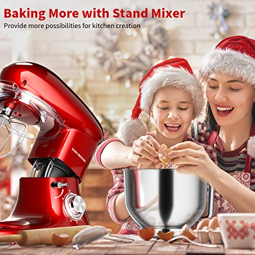 SASA ROCOO Stand Mixer, 7.5QT 660W 6+P Speed Tilt-Head Food Mixer, Kitchen Electric Mixer with Stainless Steel Bowl,Whisk,Dough Hook and Beater (black)