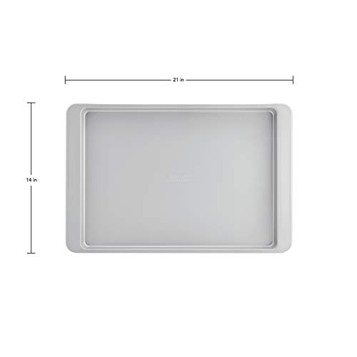 KitchenAid Nonstick Aluminized Steel Baking Sheet, 13x18-Inch, Silver With Silicone Large Baking Mat, 12x17-Inch, Gray