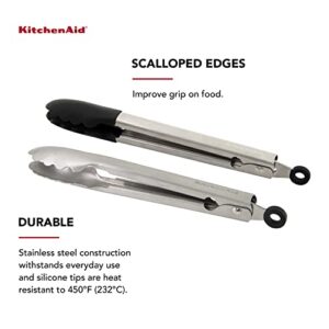 KitchenAid Universal Serving and Silicone Tipped Stainless Steel Kitchen Tongs, Set of 2