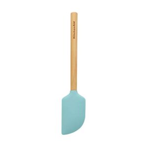 kitchenaid universal bamboo handle scraper spatula, 11-inch, aqua