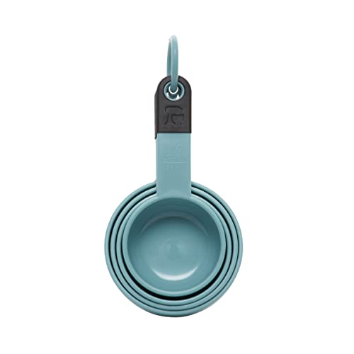 KitchenAid KE058OHAQA Classic Measuring Cups, Set of 4, Aqua Sky/Black