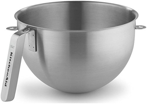 KitchenAid KSMC5QBOWL 5-Quart Mixing Bowl with J Hook Handle, Stainless Steel, NSF, (Fits Commercial Stand Mixers KSM8990 and KSMC895)