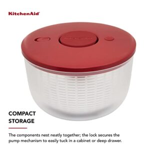 KitchenAid Universal Salad Spinner with Pump Mechanism and Large Bowl, 7.43 Quart, Empire Red