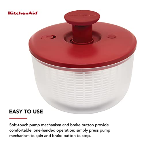 KitchenAid Universal Salad Spinner with Pump Mechanism and Large Bowl, 7.43 Quart, Empire Red