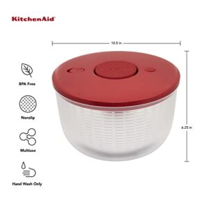 KitchenAid Universal Salad Spinner with Pump Mechanism and Large Bowl, 7.43 Quart, Empire Red