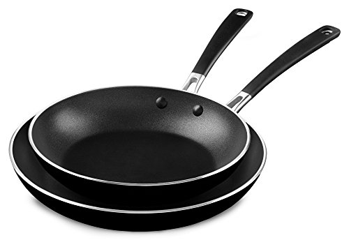 KitchenAid Onyx Black, M Aluminum Nonstick 10" and 12" Skillets Twin Pack, Medium