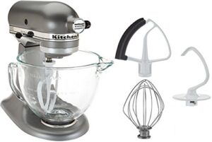 kitchenaid 5-quart tilt-head stand mixer with glass bowl and flex edge beater – silver