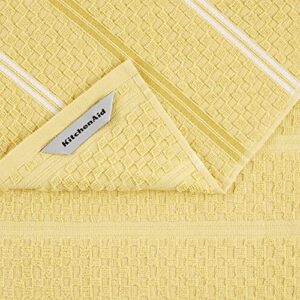 KitchenAid Stripe Gingham Dual Kitchen Towel 3-Pack Set, Majestic Yellow, 16"x28"