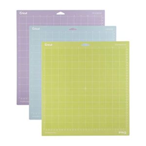 cricut variety pack(1 stronggrip, 1 lightgrip, 1 standardgrip) adhesive cutting mat 12″x12″, cutting mat for cricut maker/cricut explore, use with light, medium, & heavy-weight materials, (3ct)