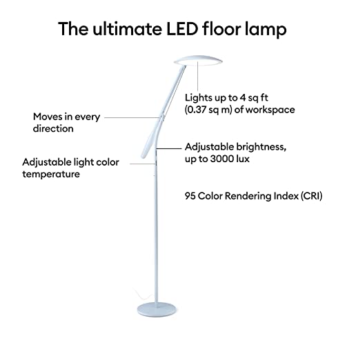 Cricut Bright 360 Floor Lamp & Design Files Bundle Adjustable Pivoting Angle Height Dimmer Brightness Settings LED Energy CRI Light for Craft Room Bedroom and Office Cool Temperature Adjusts - Mist