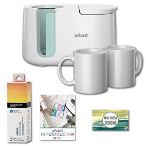 Cricut Mug Press Machine Bundle - Heat Press Machine for Coffee Mugs, Heat Press for Sublimation, Infusible Ink Transfer Paper, Sublimation Mug Blanks, DIY Project Designs, Gift Ideas, Craft Projects,