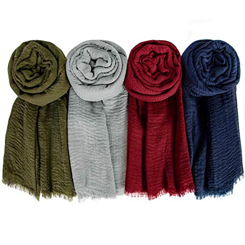 Chalier 4 PCS Hijab Scarfs for Women Soft Scarf Shawl Lightweight Long Wraps for All Season,StyleA-4?Pack