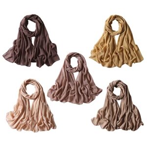 noor 5 pcs hijab scarfs for women – premium quality chiffon hijab, soft and lightweight. hijab gift box – 5 colors set (mix colors 1)