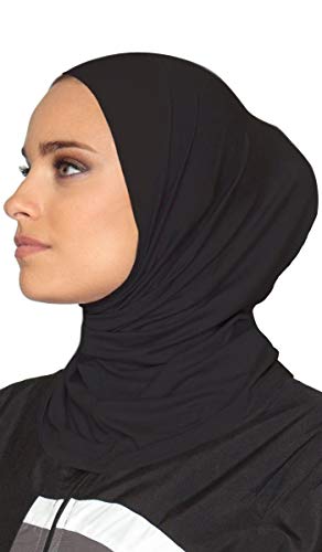 GERINLY Black Under Hijab Scarf Women's Ninja Jilbab Cap Stretch Full Neck Coverage Hijabs for Sport (Black)