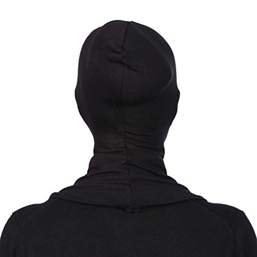 GERINLY Black Under Hijab Scarf Women's Ninja Jilbab Cap Stretch Full Neck Coverage Hijabs for Sport (Black)