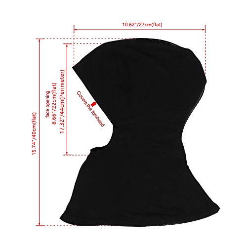 GERINLY Black Under Hijab Scarf Women's Ninja Jilbab Cap Stretch Full Neck Coverage Hijabs for Sport (Black)