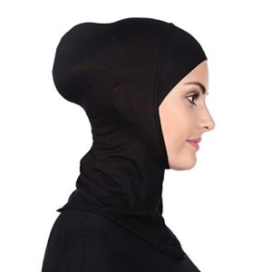 GERINLY Black Under Hijab Scarf Women's Ninja Jilbab Cap Stretch Full Neck Coverage Hijabs for Sport (Black)