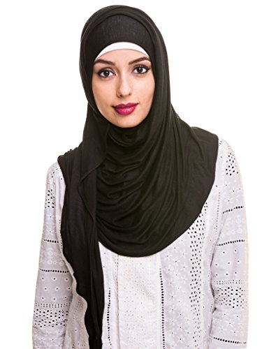 Kashkha Women's Ready To Wear Instant Hijab Scarf , Black, 22inches Width*77inches Length /(55cm*200cm)