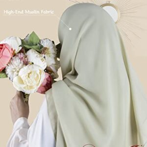 AL MADEENAH Hijab For Women and Hijab Underscarf Set Muslin Hijab Scarfs For Women and Undercap Kit | Hijab Underscarf L80 x W28 | Hajib for Women, Kit 2 pieces Hijab for Women and UnderCap (Olive)