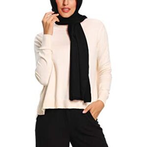 Hijab for Women Jersey Hijab Scarfs for Women Head Scarf Muslim Head Wraps (Black)