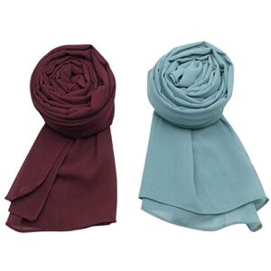 MANSHU 4 PCS Women Soft Chiffon Scarves Shawl Long Scarf Wrap Scarves.