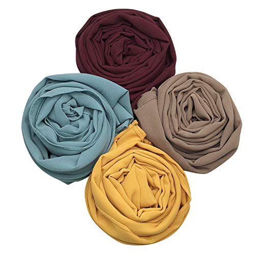 MANSHU 4 PCS Women Soft Chiffon Scarves Shawl Long Scarf Wrap Scarves.