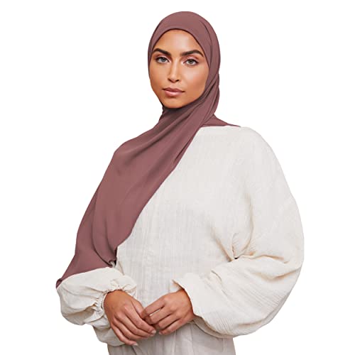 VOILE CHIC Hijab for Women Premium Chiffon Wrap Head Scarf Non-Slip (Dusty Rose)